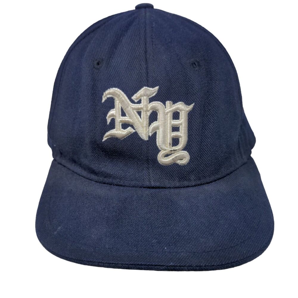 NY Fitted Hat Blue XL 7 3/4-8 Embroidered Premium Original Flat Hatco